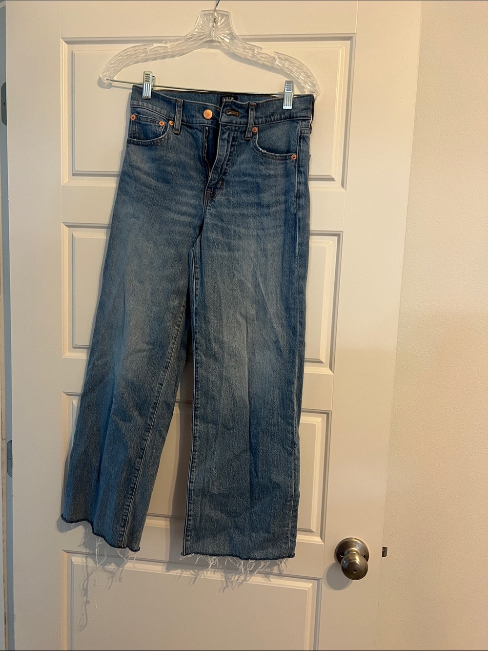 J. Crew Wide-Leg Crop Jeans in Medium Blue